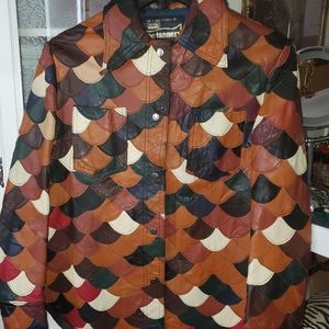 Vintage ladies fish scale leather shirt jacket